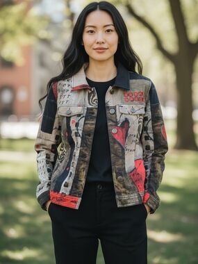 Simply Art by Dolcezza "Love You Forever" Jean Style Jacket S/M